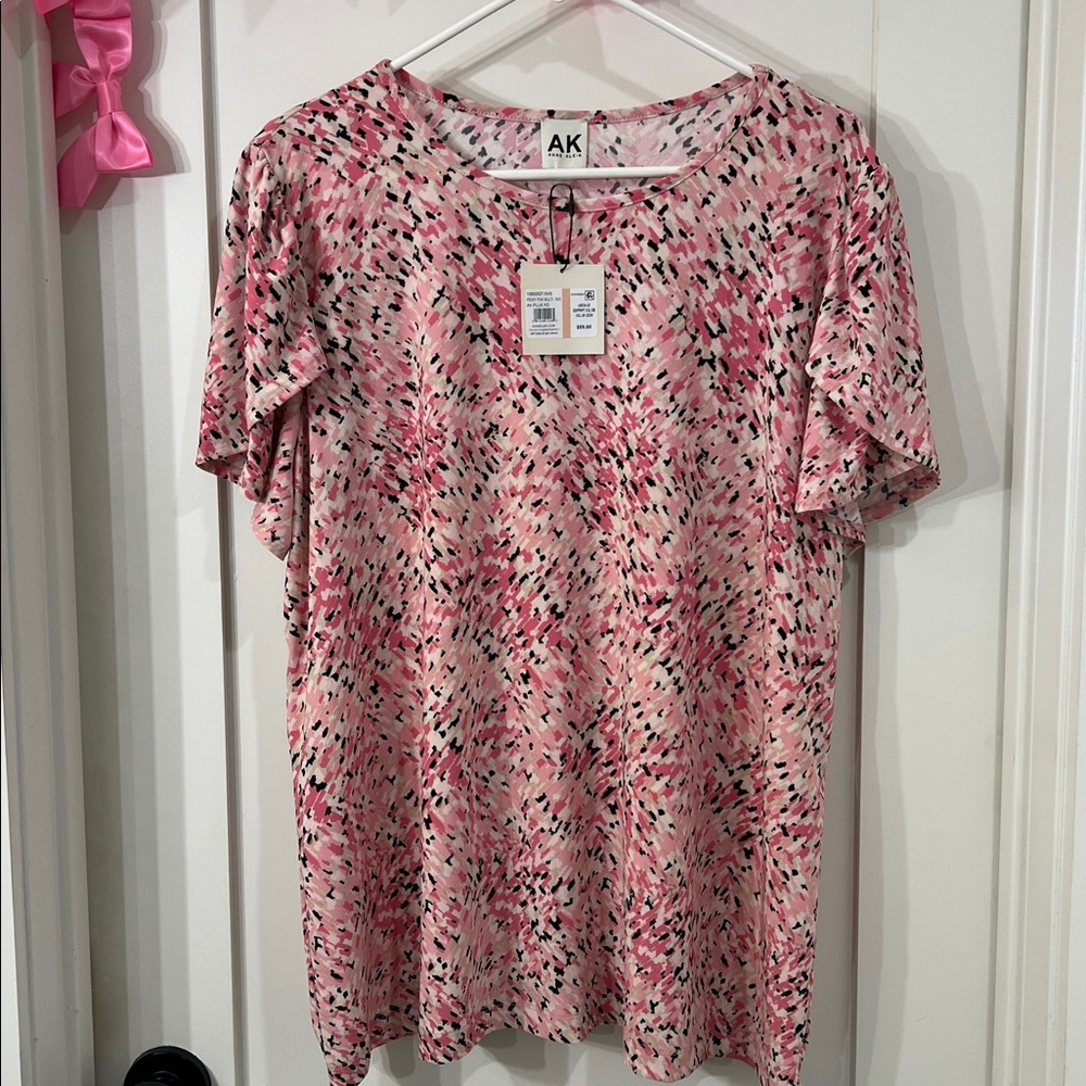 Anne Klein Peony Pink Multi Blouse